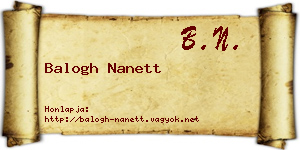 Balogh Nanett névjegykártya